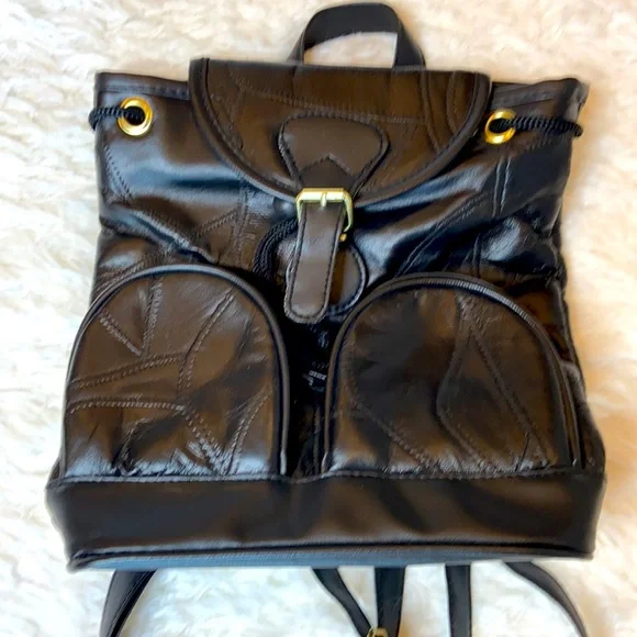 Genuine Leather Black Backpack - Picture 4 of 12